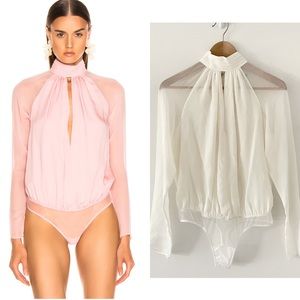 Fleur Du Mal Long Sleeve Keyhole Bodysuit in Ivory